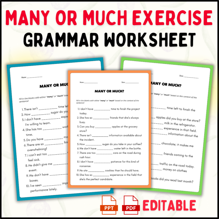 Much Or Many 183 English Grammar Exercise Beginner Level Bitgab