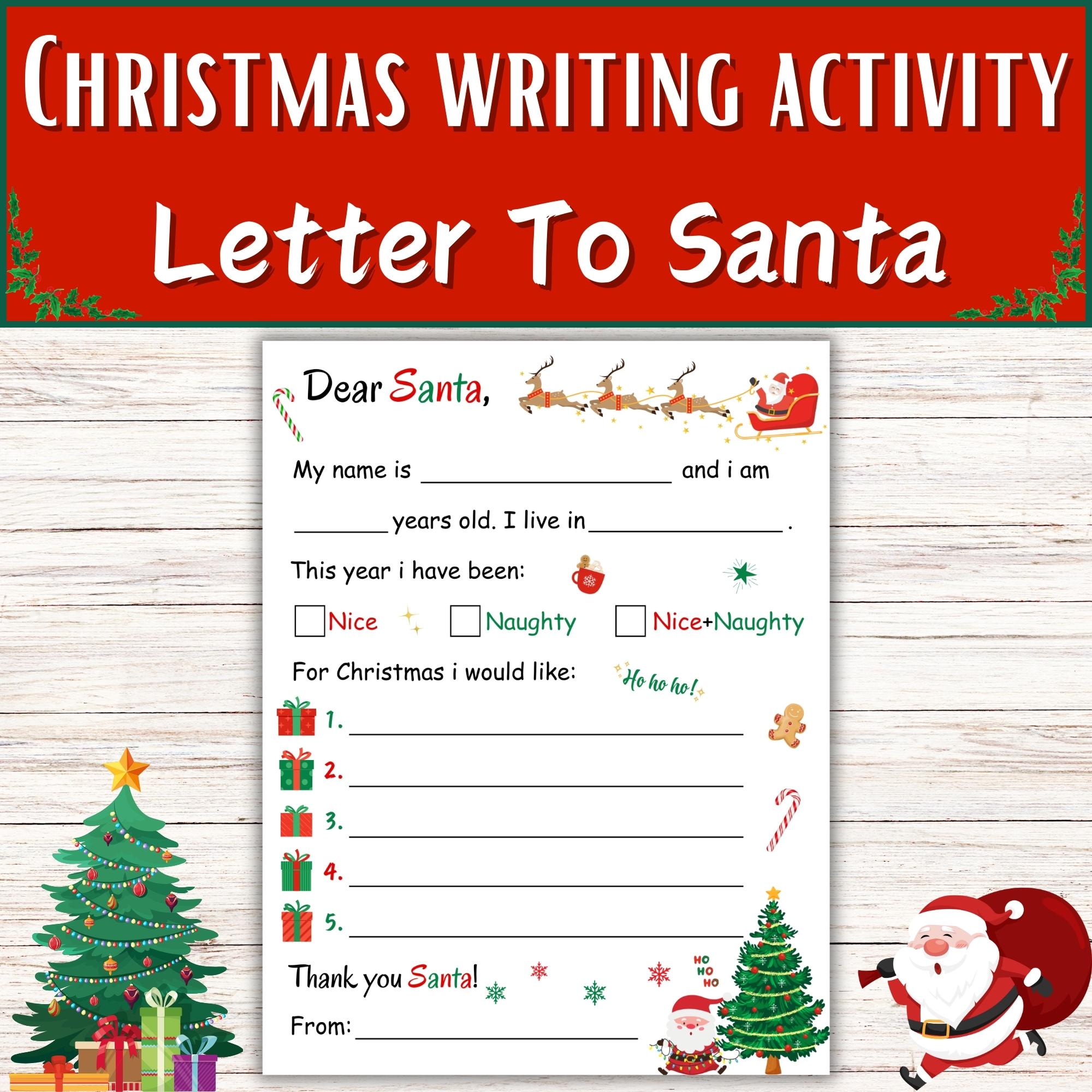 Christmas Wish List 3 Writing Practice To Santa, Coloring Letter