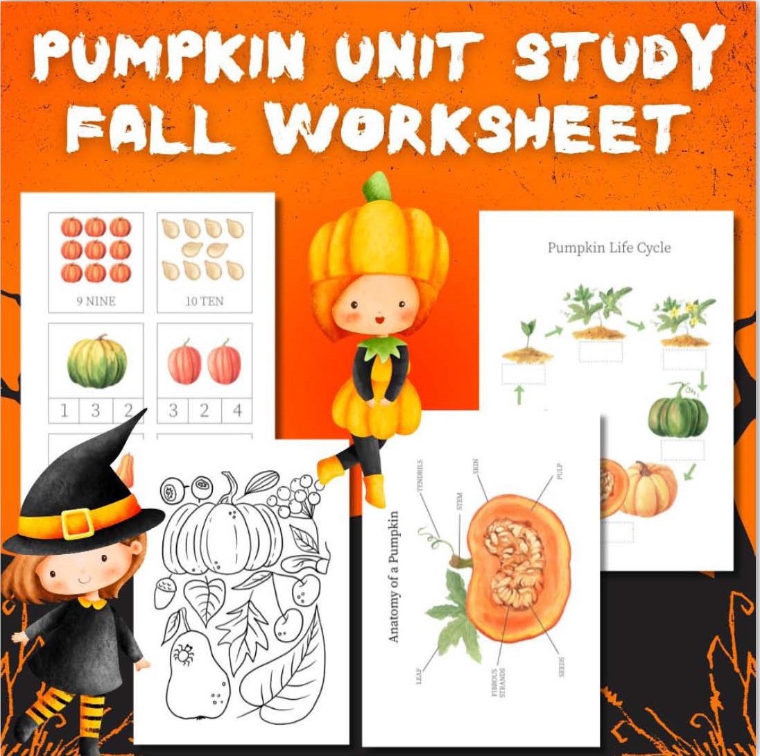 Pumpkin Unit Study, Fall Worksheet, Kindergarden Worksheets & Teaching Materials