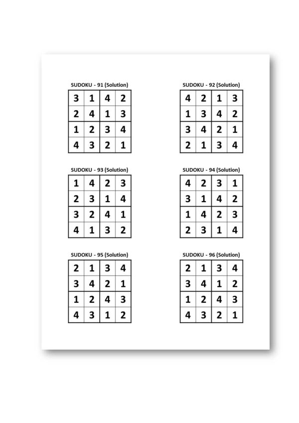 Set of Sudoku 4x4 Puzzles for Kids, 6000 Sudoku Puzzles with Solutions ...