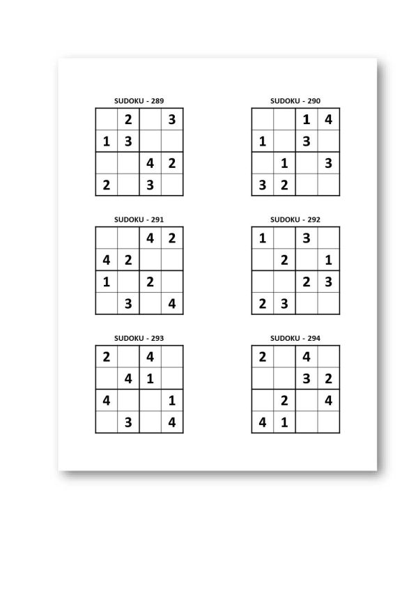 Set of Sudoku 4x4 Puzzles for Kids, 6000 Sudoku Puzzles with Solutions ...