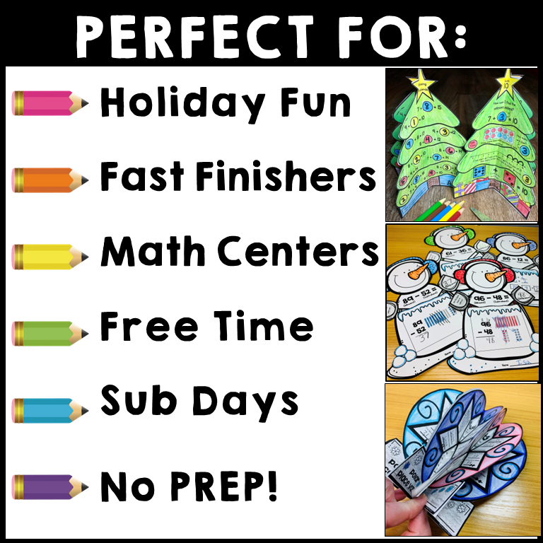 2nd Grade Winter Math Crafts Bundle | December Bulletin Board Craft ...