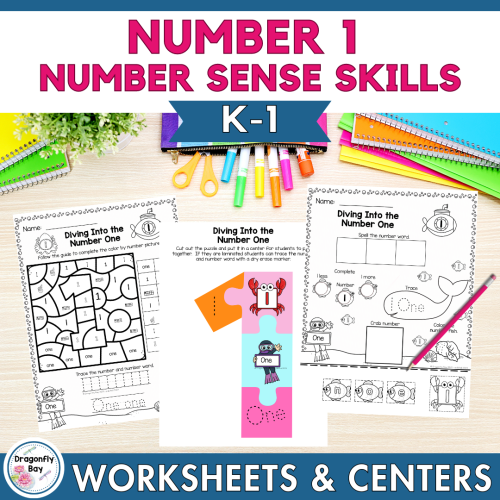 Number 1 Number Sense Worksheets Color by Codes and Center Activities ...