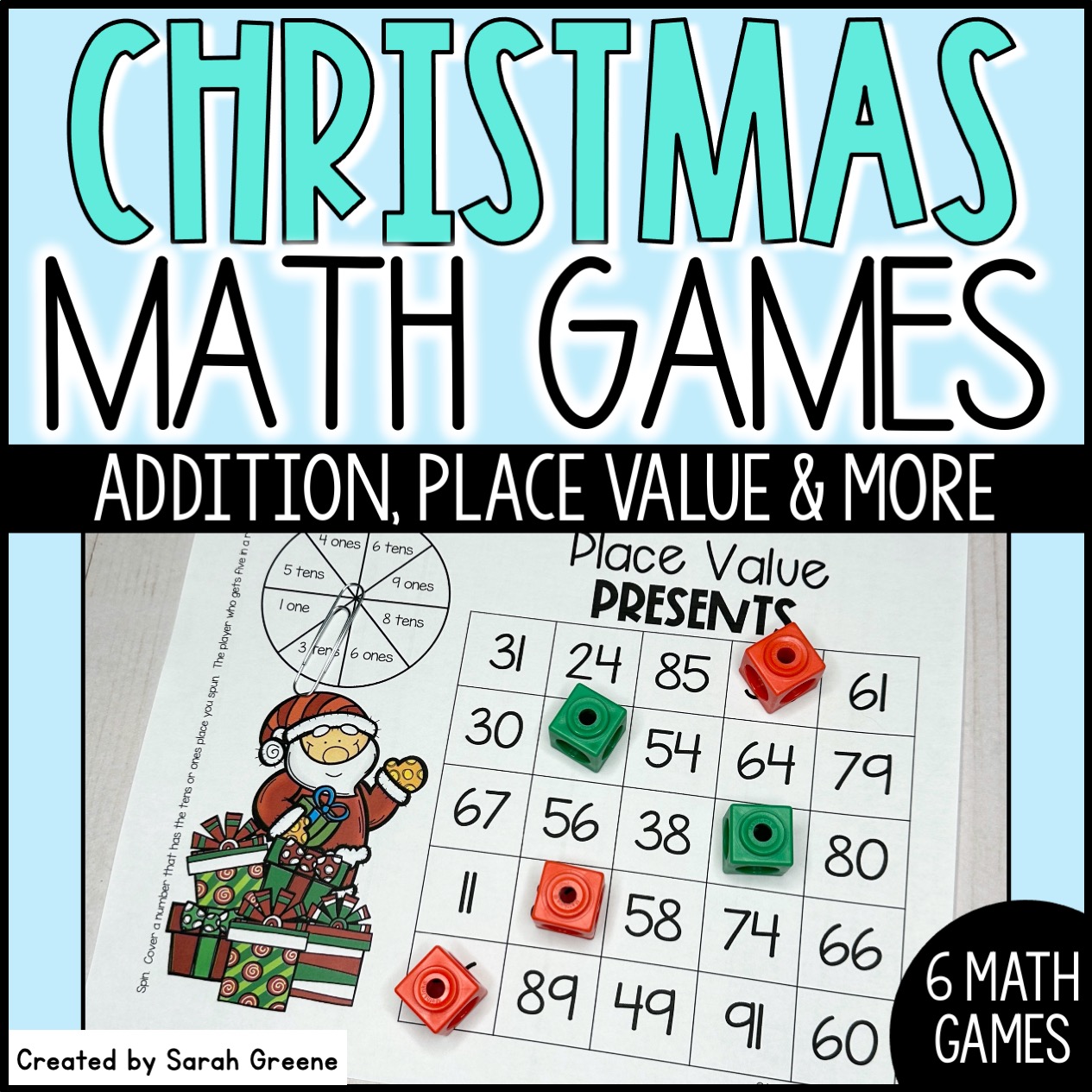 Christmas Math Games for Addition, Place Value, Odd and Even Numbers and More