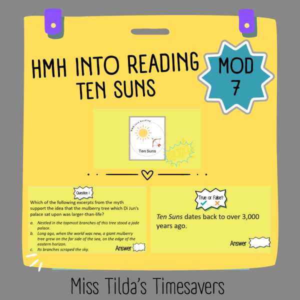 Ten Suns Quiz - Grade 4 HMH into Reading - Made By Teachers