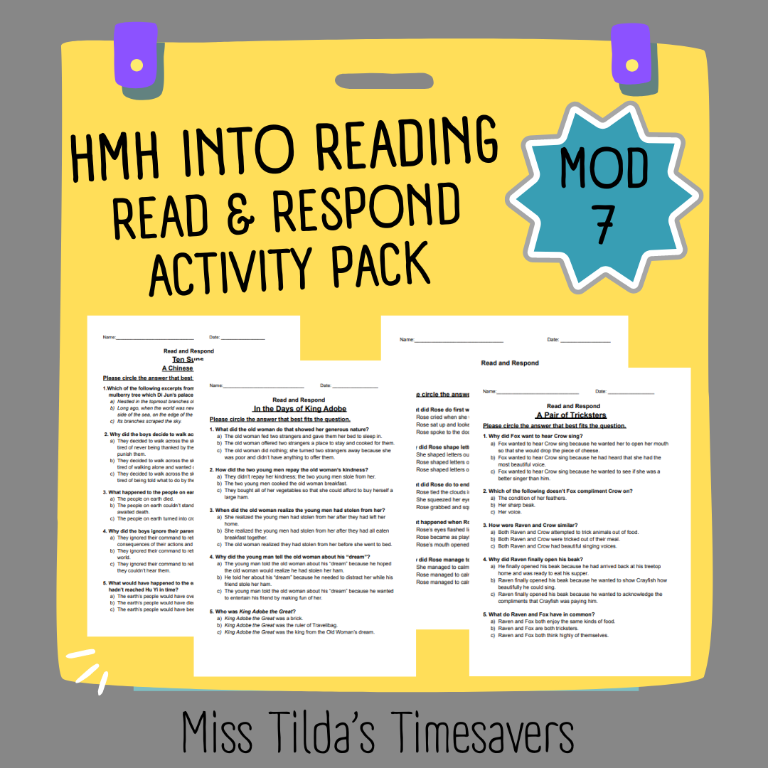 Read and Respond Activity Pack - Grade 4 HMH Into Reading (Module 7)