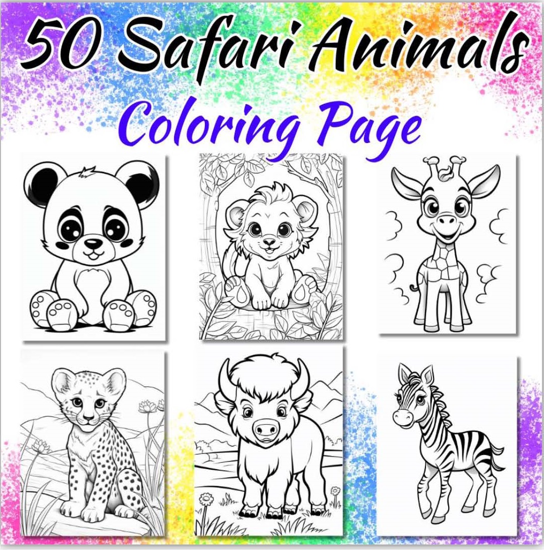 Cute 50 Safari Animals Coloring Page for Kids, the captivating world of Africa