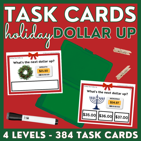 Holiday Dollar Up Task Cards - Christmas - REAL PHOTOS - Rounding ...