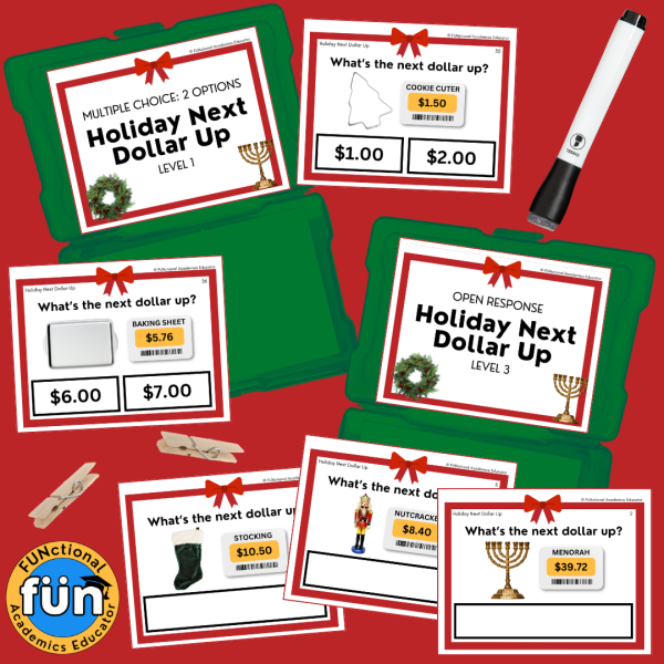Holiday Dollar Up Task Cards - Christmas - REAL PHOTOS - Rounding ...