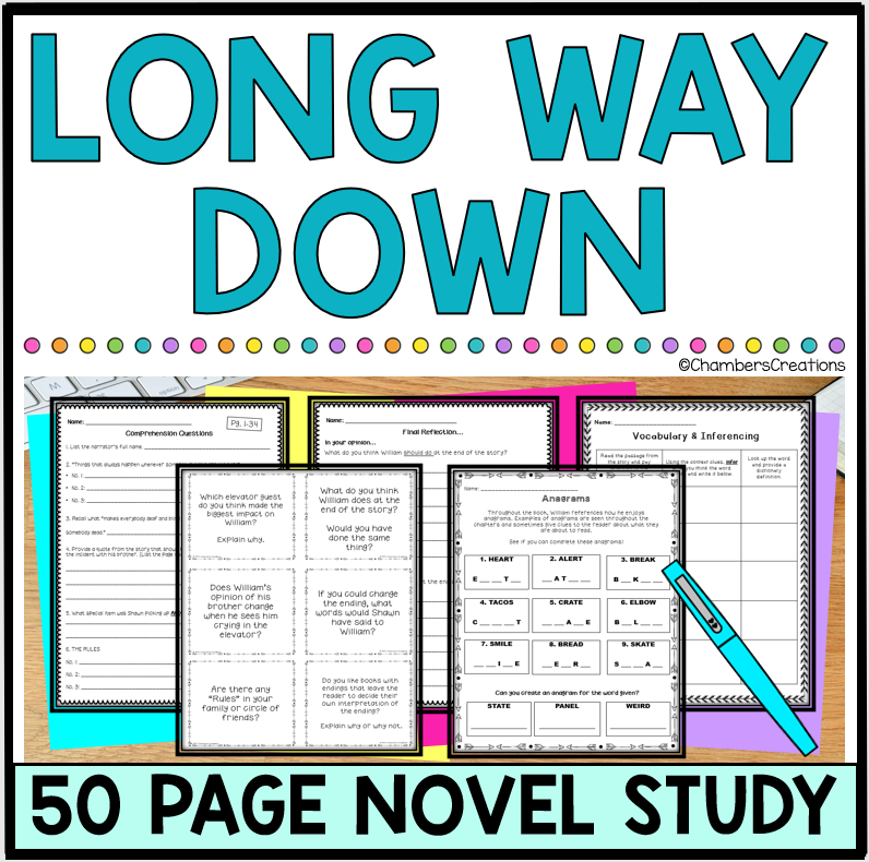 Long Way Down Novel Study Jason Reynolds