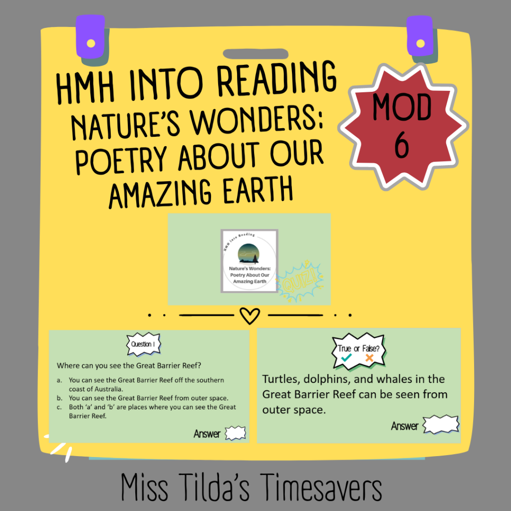 Nature's Wonders Quiz - Grade 4 HMH into Reading - Made By Teachers