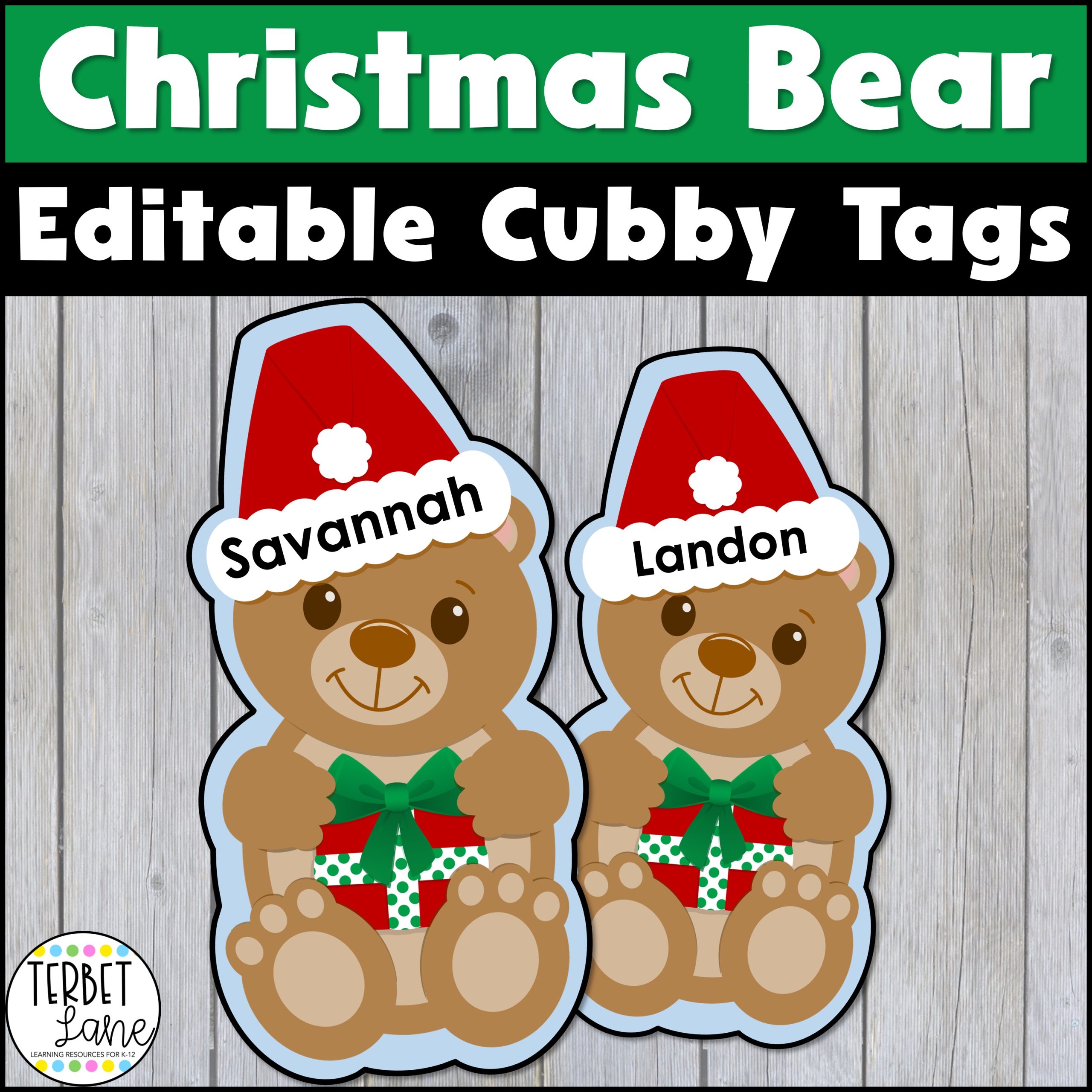 Editable Christmas Bear Cubby Tags | Winter Cubby Name Tags