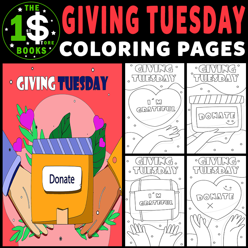Giving Tuesday Coloring Pages | 28 November Holiday Coloring Sheets