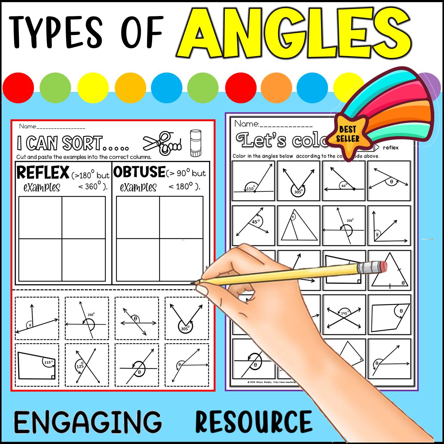 Types of Angles worksheet,reflex,acute and obtuse