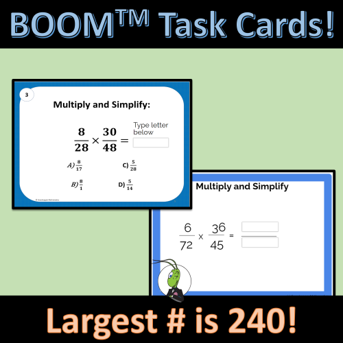 Multiplying Fractions Set 2 Boom Digital Task Cards | Made By Teachers