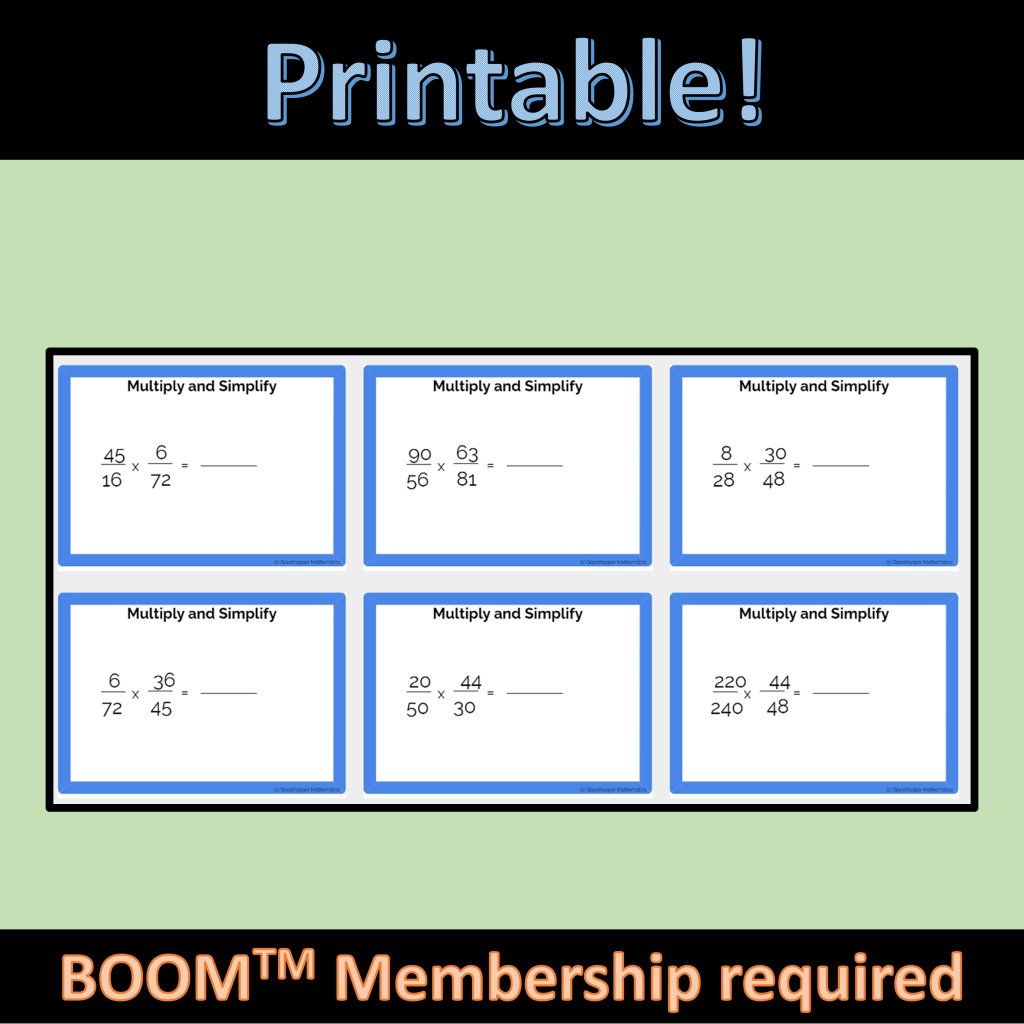 Multiplying Fractions Set 2 Boom Digital Task Cards | Made By Teachers