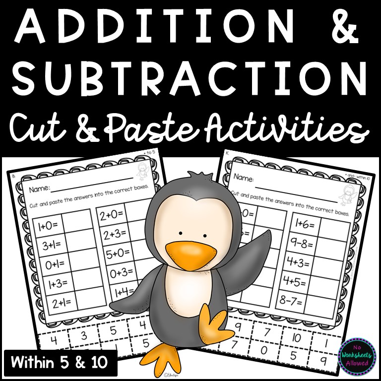 Addition and Subtraction Within 10 Cut and Paste