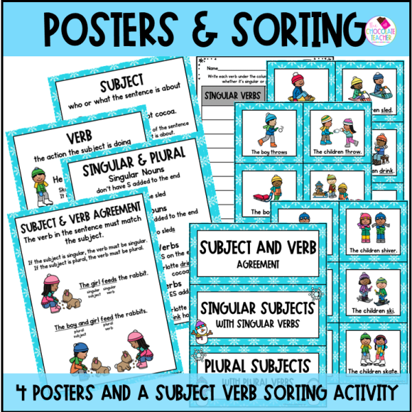 Subject Verb Agreement 1st Grade Winter Grammar with Posters ...