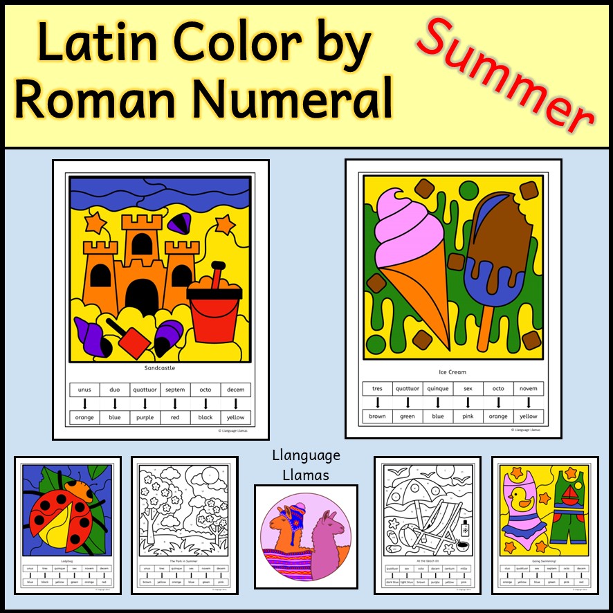 Latin Summer Color by Number, Roman numerals