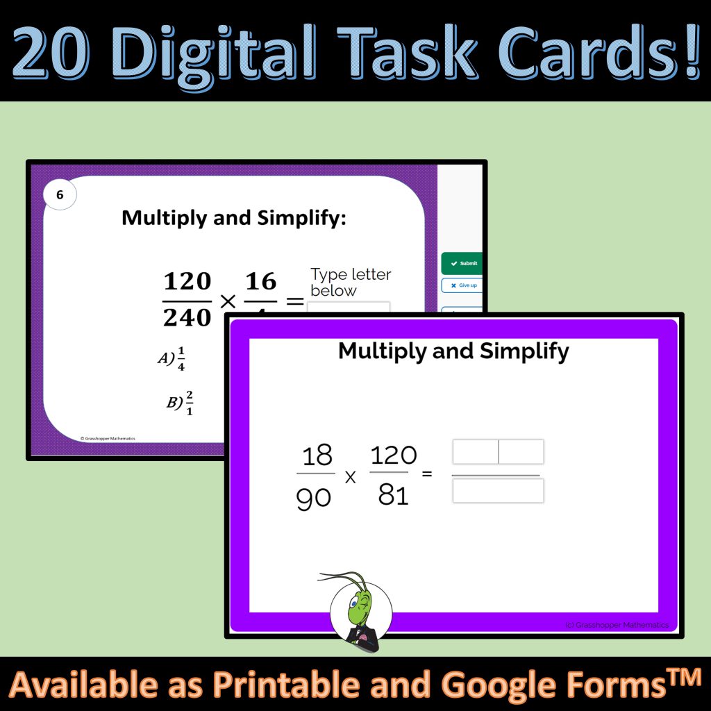 Multiplying Fractions Set 3 Boom Digital Task Cards | Made By Teachers