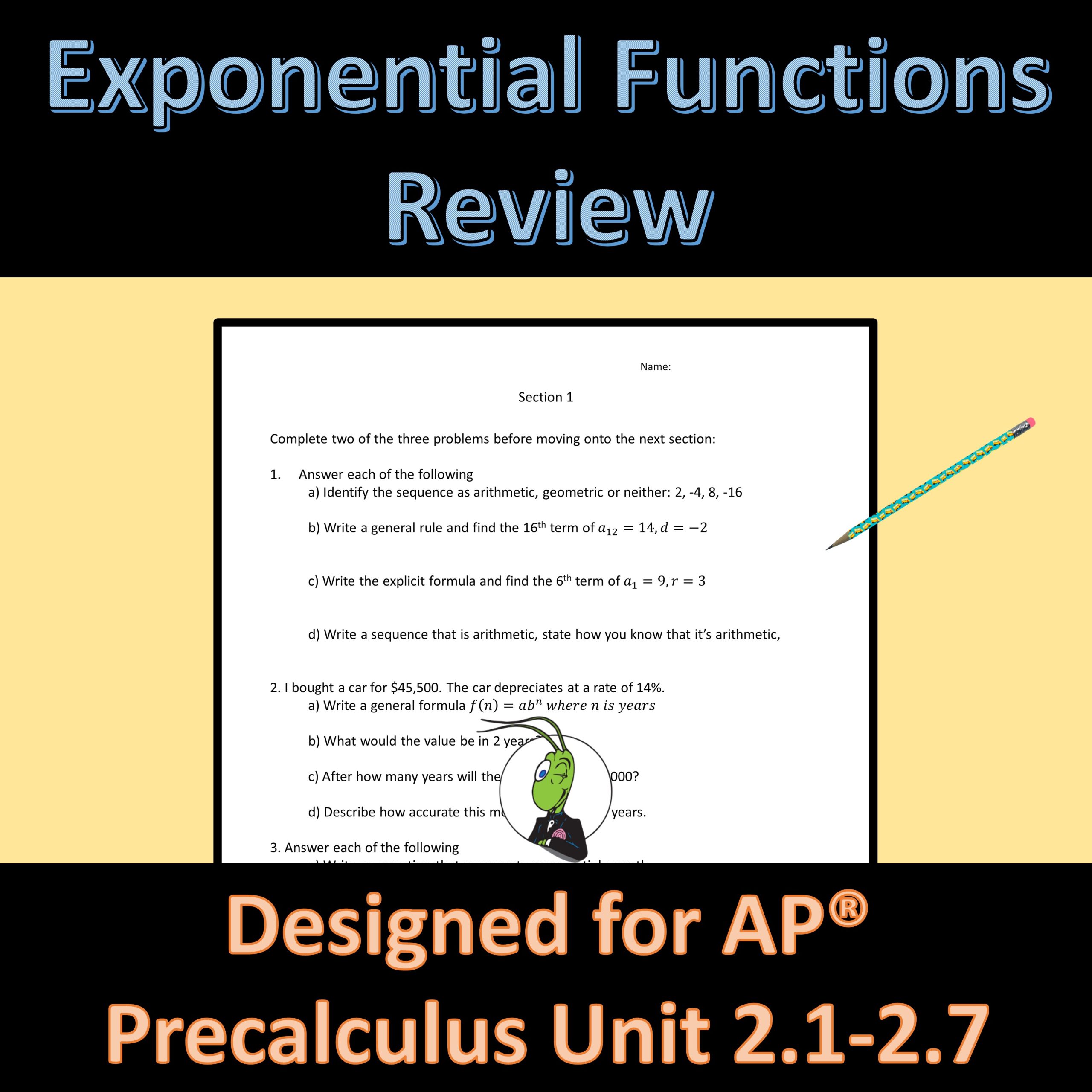 AP® Precalculus Unit 2A Review Activity Exponential Functions