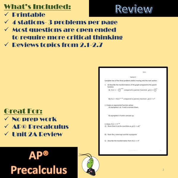 AP® Precalculus Unit 2A Review Activity Exponential Functions | Made By ...
