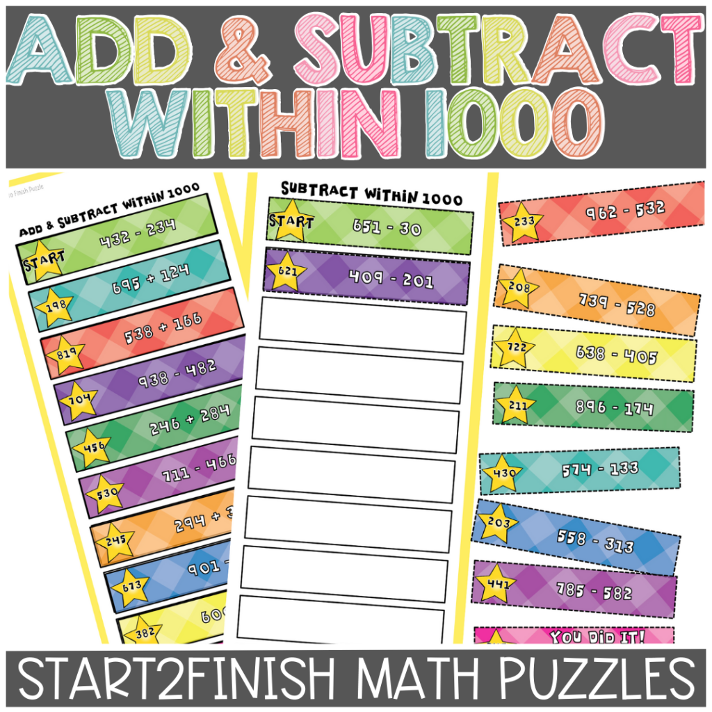 Adding and Subtracting within 1000 with & Without Regrouping Math ...