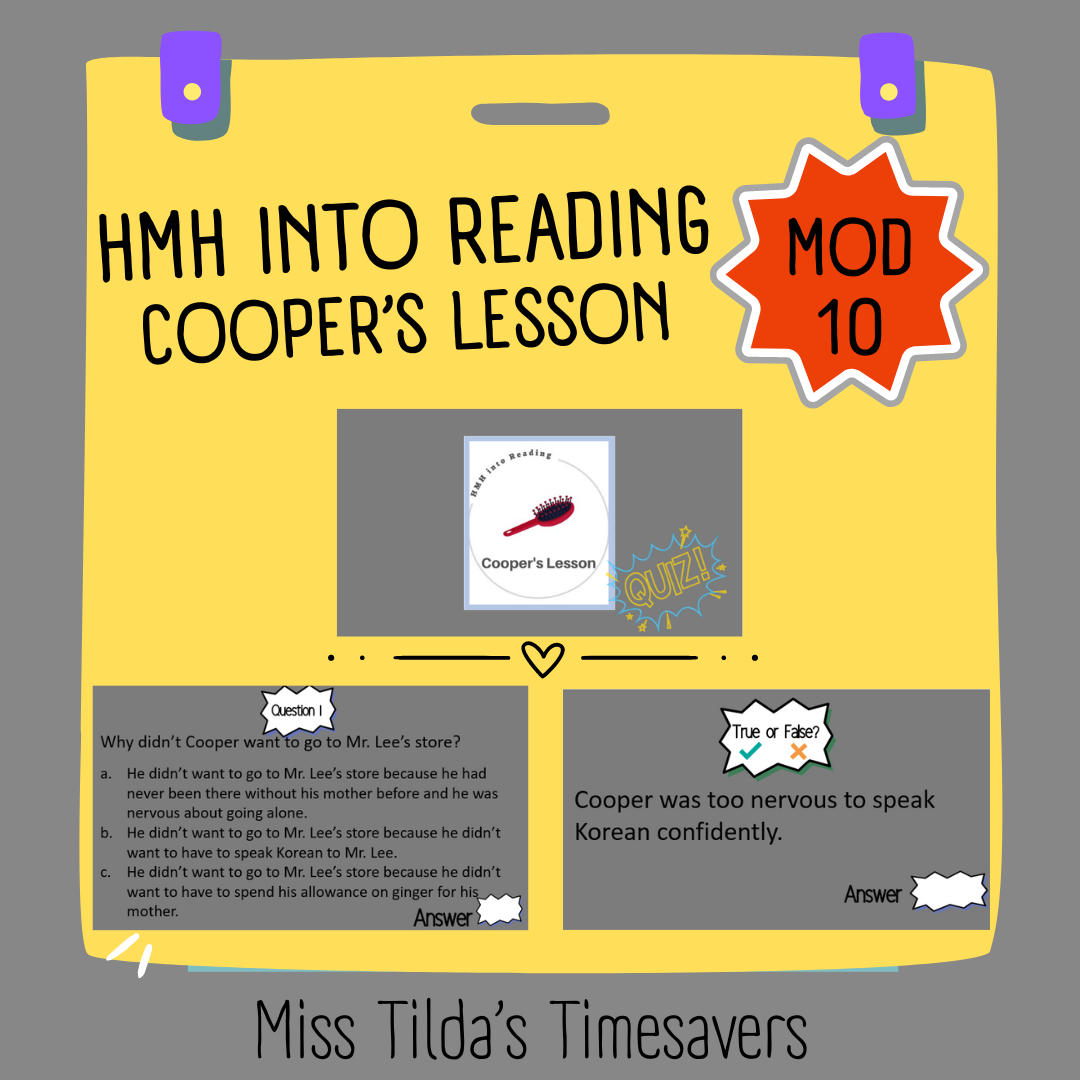 Cooper's Lesson Quiz - Grade 4 HMH into Reading