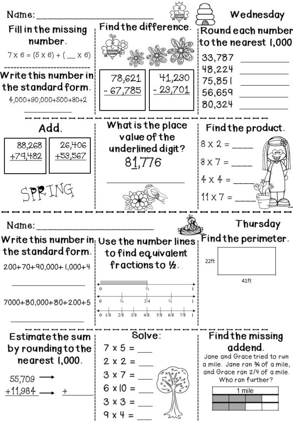 Spring 3rd Grade Math Homework - Made By Teachers