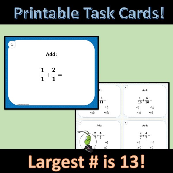 Adding Fractions Task Cards, Google Slides and Google Forms Set 0.5 ...