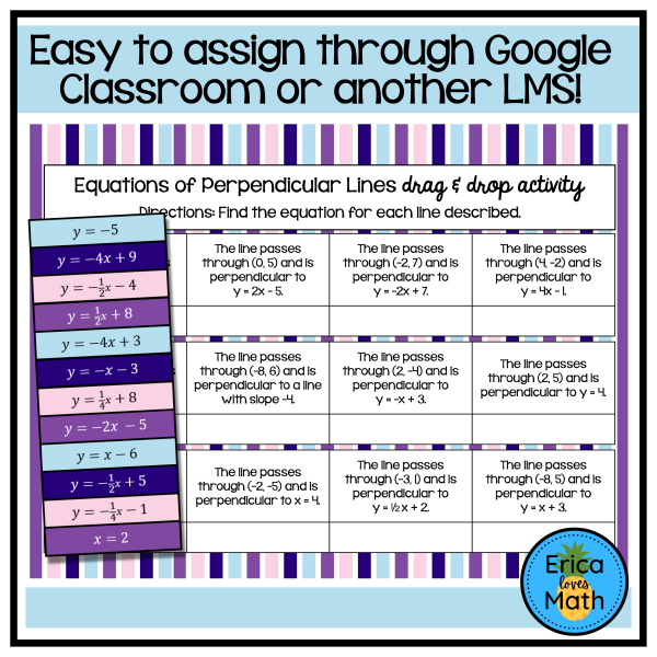 Equations of Parallel and Perpendicular Lines Digital Activity Drag ...