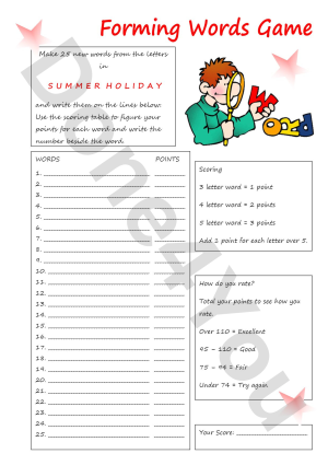 Forming Words Game