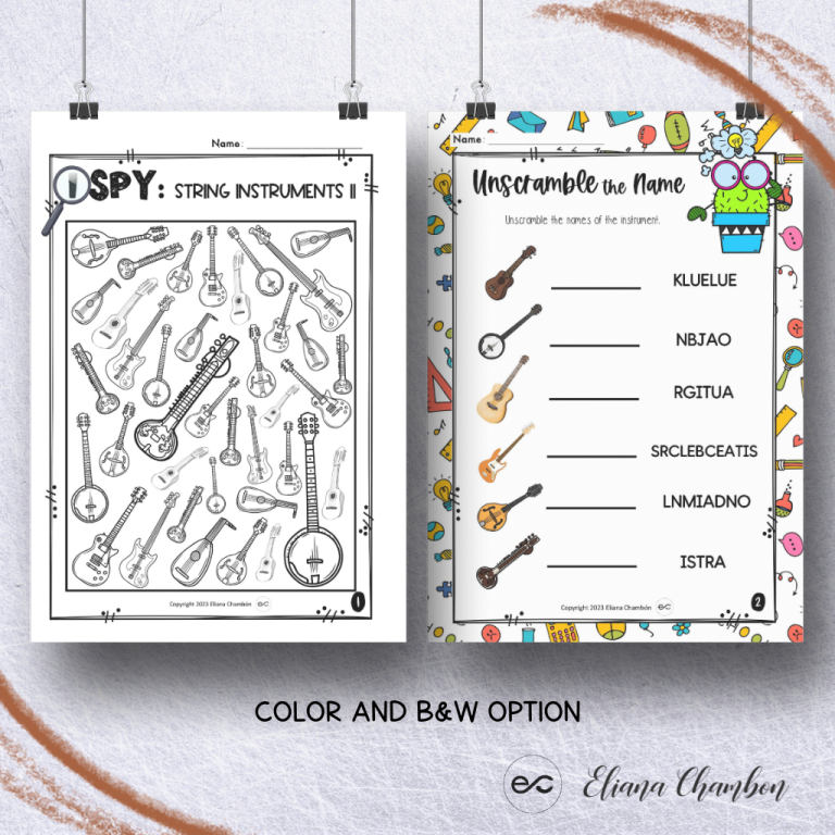 String Instruments Worksheets - Groups and Subgroups of String ...