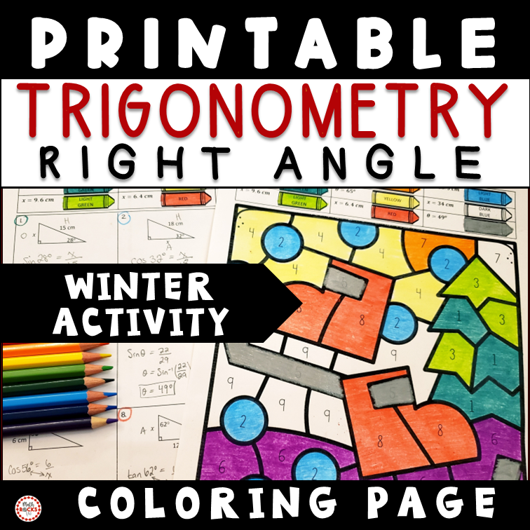 Winter Right Triangle Trigonometry Missing Side And Angle Coloring Activity 8th
