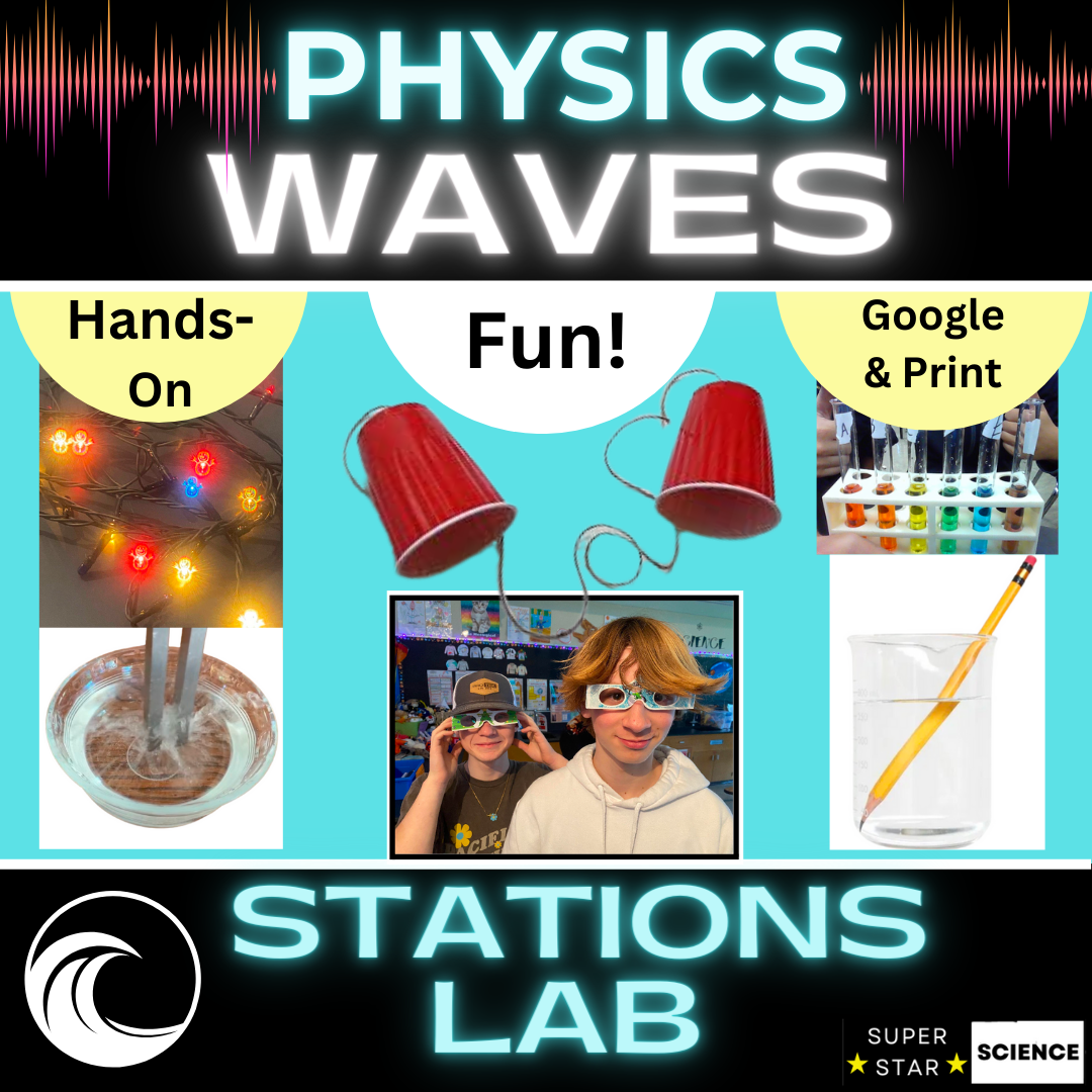 Waves & Wave Characteristics Stations Lab FUN Hands On Physics & STEM Activity NGSS MYP