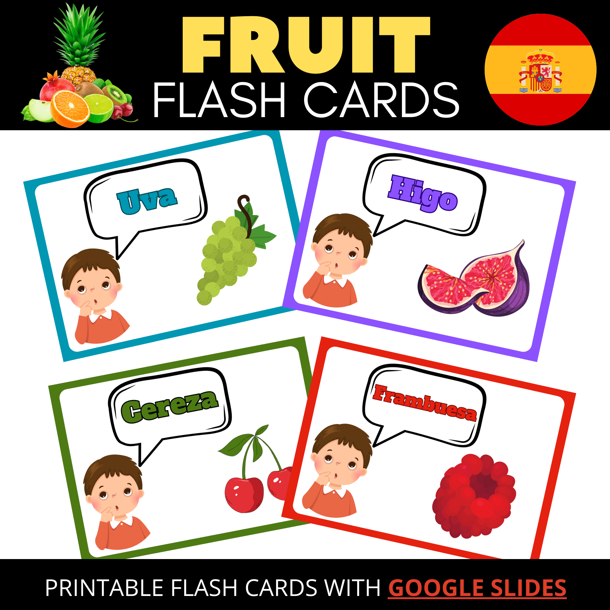 Engaging Flashcards for early Learning in Spanish with Google Slides