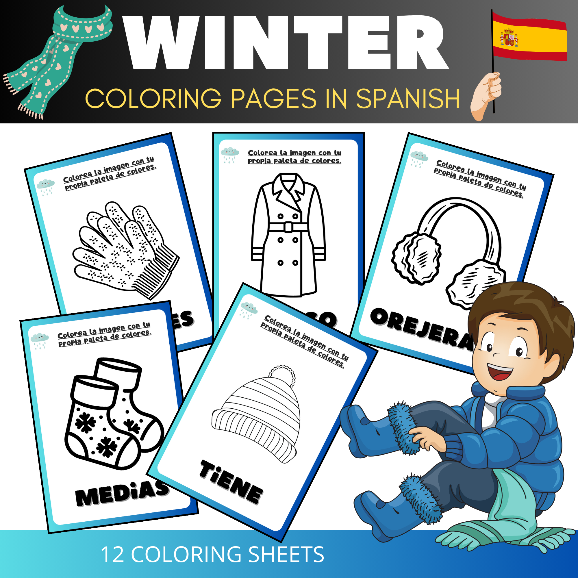 Embrace Winter's : Winter Clothes Coloring Pages to Warm Your Heart in SPANISH