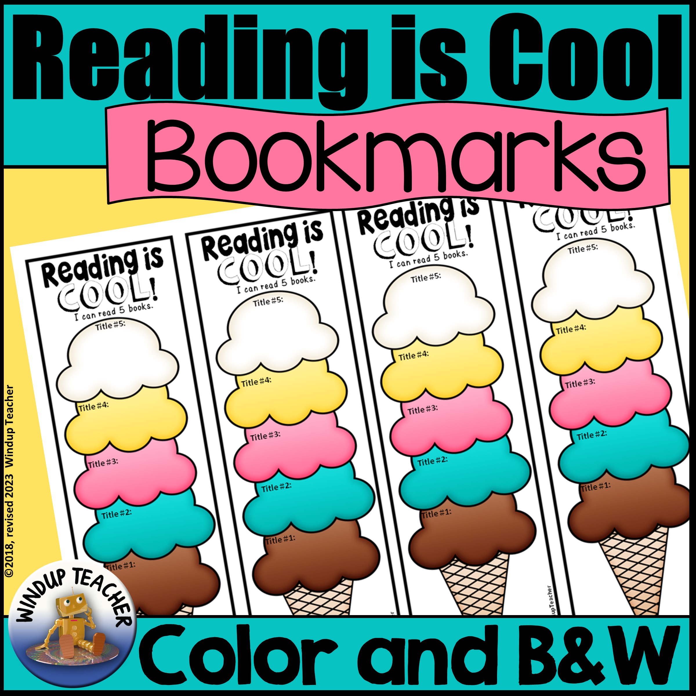 Ice Cream Cone Reading Incentive Bookmarks - Summer Bookmarks
