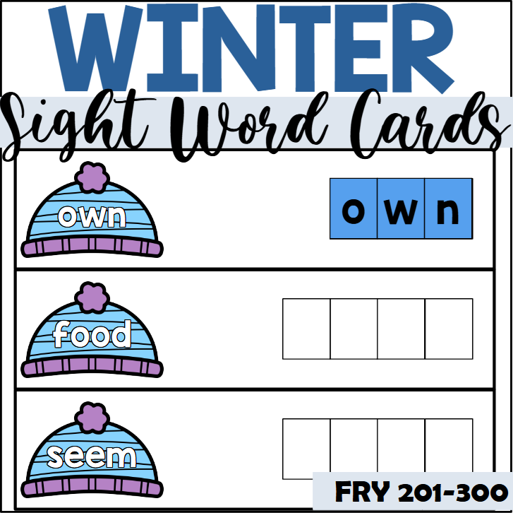 Winter Sight Word Spelling Cards for Fry 201-300