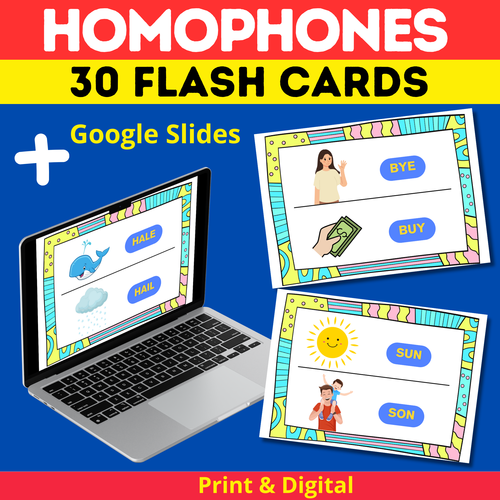 Homophone Flashcards for Building Vocabulary & Understanding.with Google Slides