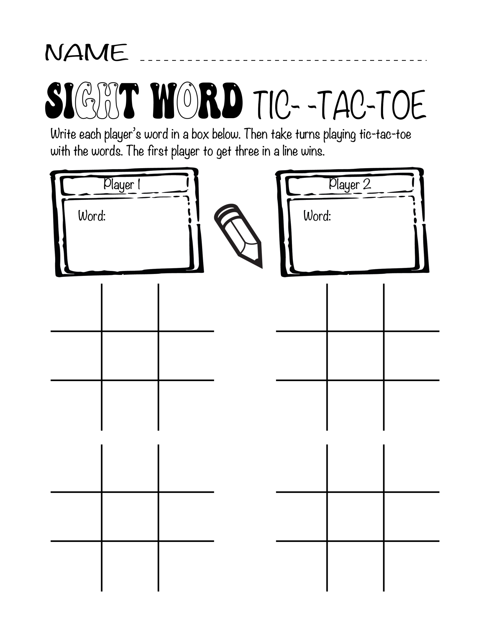 Sight Word Tic Tac Toe Template - Holiday Activity - Made By Teachers