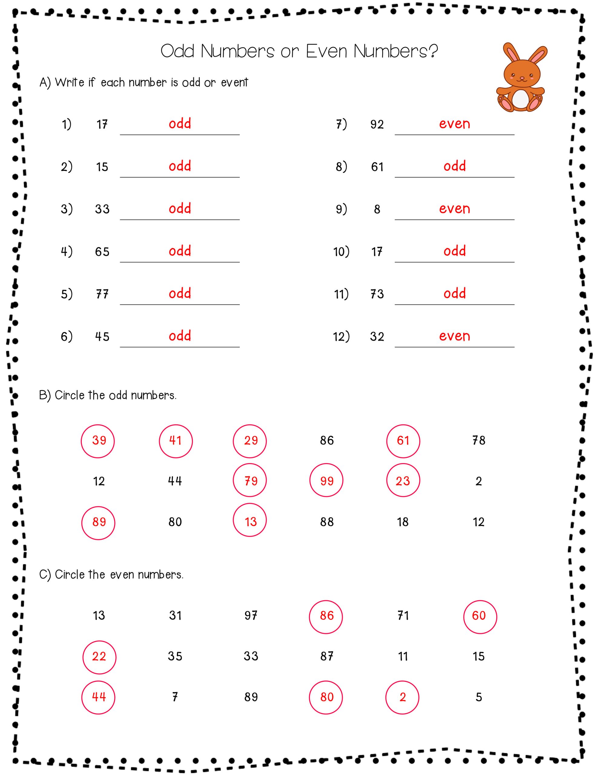 Odd and Even Numbers book with Answer Key : Perfect Math Practice for ...