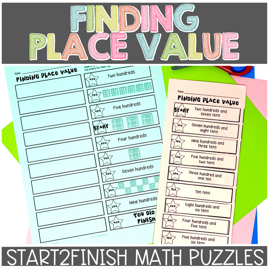 Finding Place Value with Base Ten Blocks and Words Math Puzzles and Game