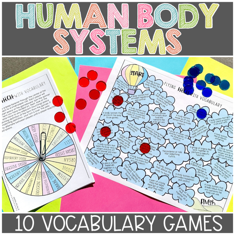 Human Body Systems Science Vocabulary Games | Made By Teachers