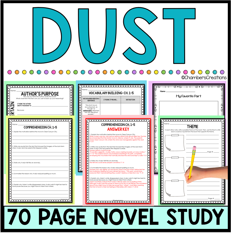Dust Novel Study Dusti Bowling Reading Comprehension