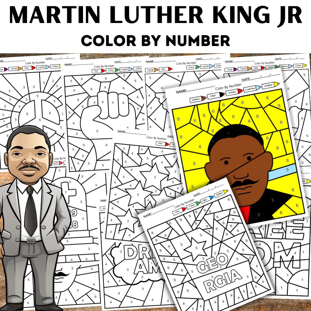 Martin Luther King JR Biography,Tracing and Coloring Black History Month