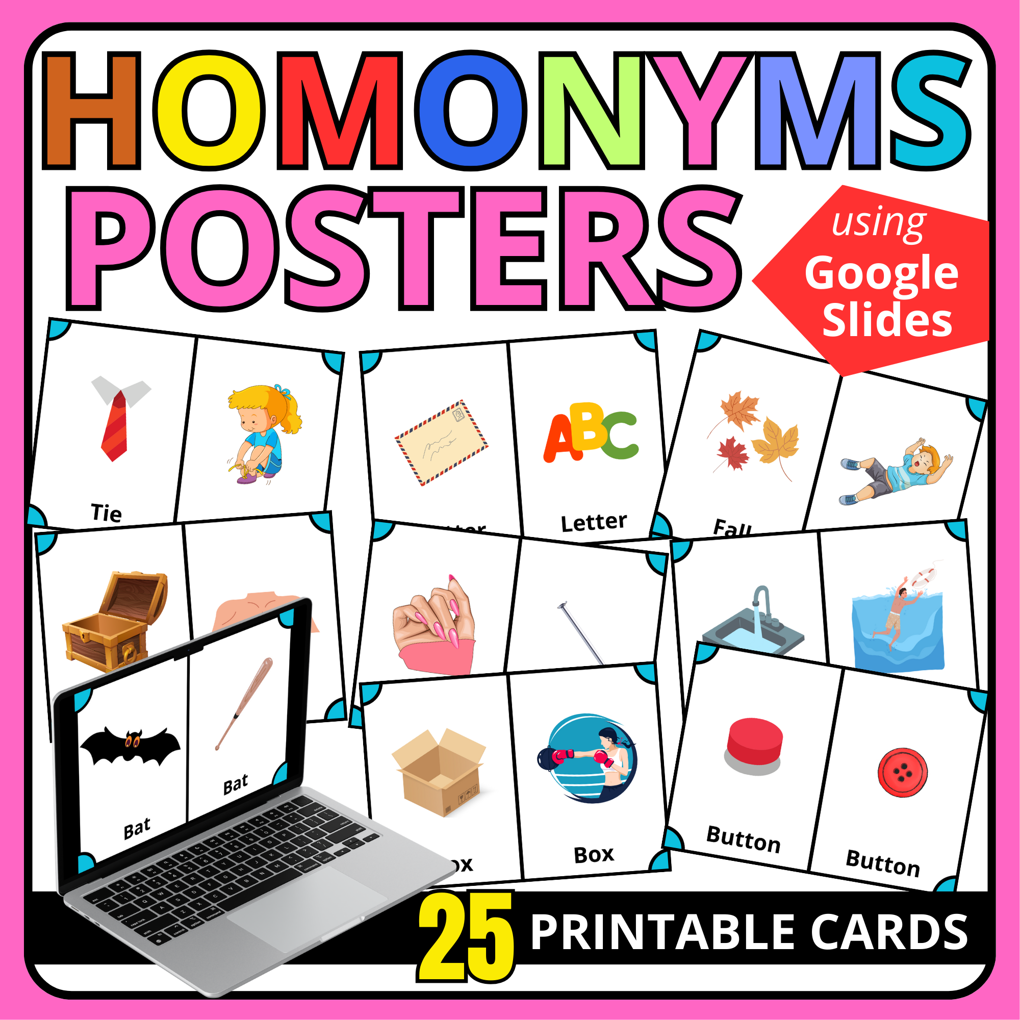 Homonyms Flashcards for kids with Google slides