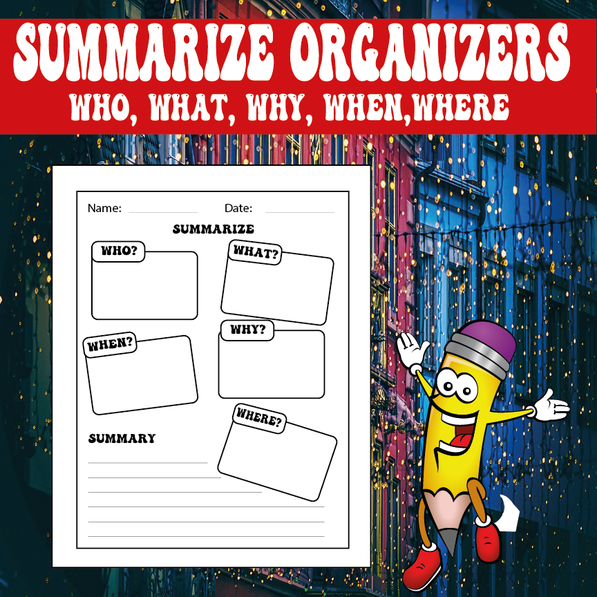 Wh-Questions Graphic Organizer Worksheet (Summarizing)