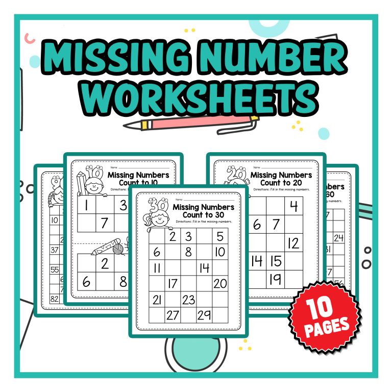 Missing Number Worksheets – Boost your students’ math confidence - Made ...