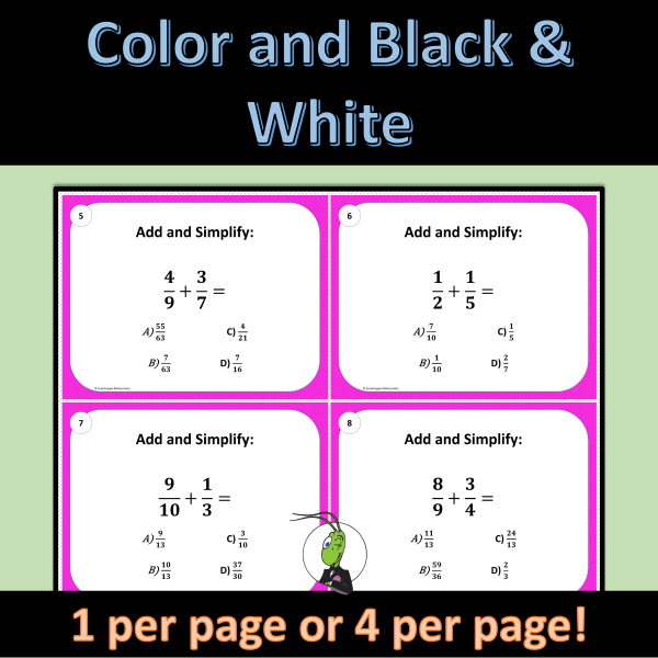 Adding Fractions Unlike Denominators Task Cards, Google Slides and ...